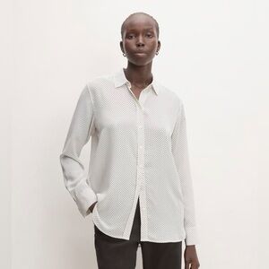 Everlane White Button Down with Black Polka Dots